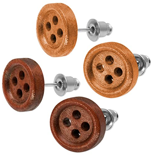 Soul-Cats Ohrstecker aus Holz, Set 2 Paar dunkelbraun und hellbraun