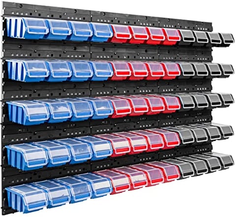 60 Stapelboxen Wandregal 120x80cm Klarsichtdeckel Sichtlagerkästen Kunststoff Lagersystem Stapelboxen Schüttenregal Sichtlagerkästen