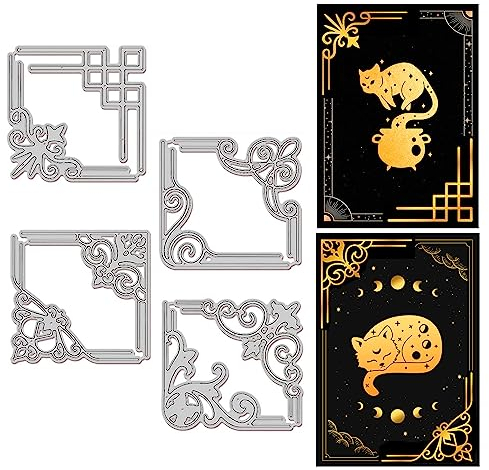GLOBLELAND Retro Window Frame Cutting Dies Metal Square Flower Lace Corner Die Cuts for Paper Card Making Decoration DIY Scrapbooking Album Craft Decor