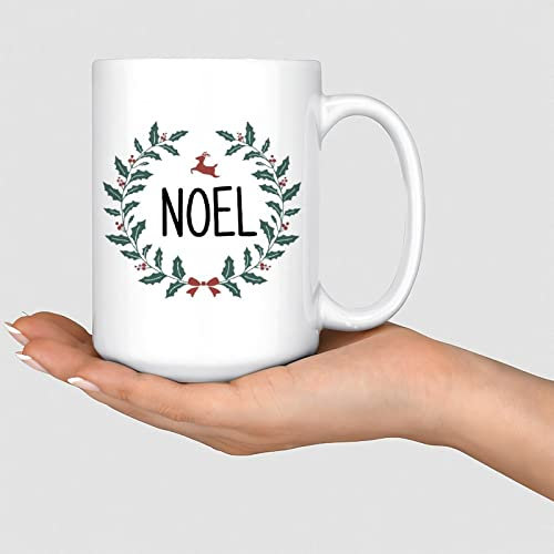 Weiße Tasse Weihnachten Noel Merry Christmas Kranz Keramik Tasse Winter Urlaub Mockup Tasse Keramik Kaffee Tasse Mock Secret Santa Geschenk Weihnachten Tasse Weihnachten Geschenk Strumpffüller 425 ml