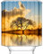 EHOMERY Duschvorhang Joker Badezimmer Vorhang Badewanne Großer Baum Am See Bei Sonnenuntergang Duschvorhanggestell Duschrollo Von Oben Polyester Rostfreie Ösen Und 12 Hakenringe, 140X180Cm