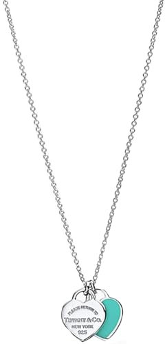 Collana con doppio smalto a forma di cuore Gioielli con ciondoli in argento sterling 925 Ciondolo rosa blu Collane di moda dolce per(A)