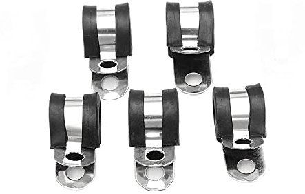 5 colliers P doublés de caoutchouc en acier inoxydable pour tube, tuyau ou fil électrique