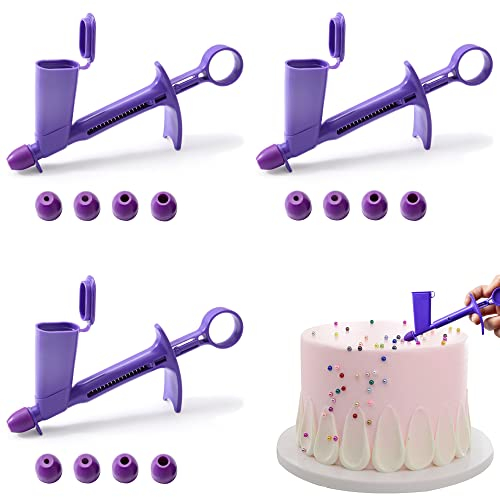 Niuhong 3 Pcs Perlen Applikator DIY Kuchen Zuckerperlen Applikator Zuckerfertigkeit Fondant Dekorieren Werkzeug Creme Cupcake Keksen Gebäck Perlenkugel Backwerkzeug Set Kuchen Hersteller Maker