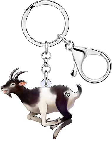 DALANE Acryl Ziege Schlüsselanhänger Schafe Tasche Auto Schlüsselring Tiere Geschenke für Damen Mädchen Zubehör (Schwarz)