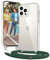 Vaykwo iPhone 12/12 Pro Case with Strap and Chain, Transparent, Dark Green, Premium PC + TPU, Hands-Free Design, Raised Camera & Screen Protection