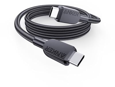 Anker cable usb c carga rapida, cable usb c de 240 con doble trenzado de nylón, para iPhone 16/15, MacBook Pro 2020, iPad Pro 2020, iPad Air 4, Samsung Galaxy S23+/S23 Ultra, Pixel y más