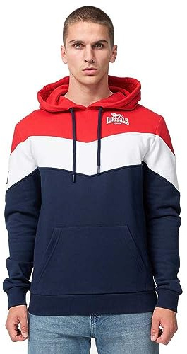 Lonsdale Herren Kapuzensweatshirt Normale Passform MOYROUKAN Navy/Red/White M, 117466