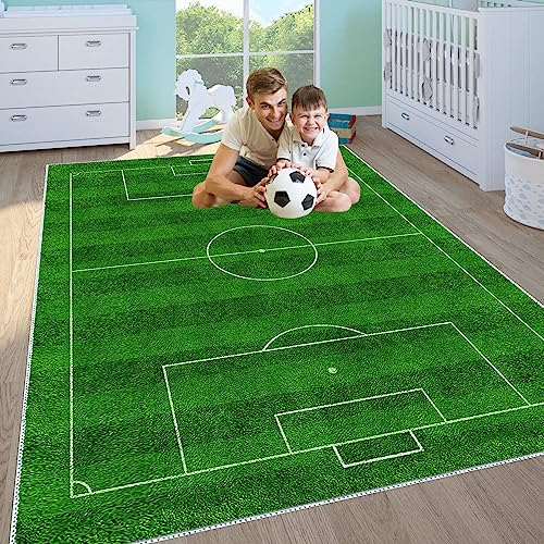 VHCLYBJU Kinderfußball Spielplatz Teppich - Junge Haushalt Kinderzimmer Spiel Teppich - Fußballfeld Dekorative Matte - Weich rutschfest (M1, 140X200CM)