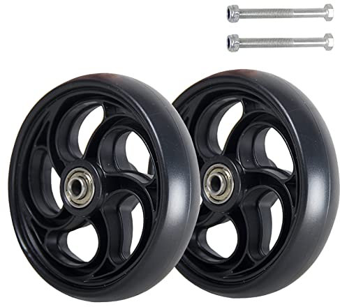 BEdaw Rollstuhl-Vorderrolle, Radersatz 5 6 8, Vollreifen-Vorderrad, 2-Teiliges Ersatz-Rollatorzubehör, Gehhilfenräder Für Behinderte/Black/130Mm/5Inch