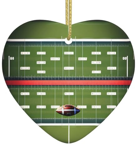 American Football Feld- und Kugel-Druck, Weihnachtsdekoration, Herzform, Weihnachtsbaum, hängende Weihnachtsdekoration