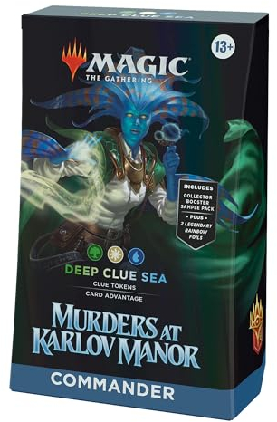 Magic: The Gathering – Mord in Karlov Manor Commander-Deck – Geheimnisse der Tiefen (Deck mit 100 Karten, Sammler-Booster-Probepackung mit 2 Karten und Zubehör) (English Version)