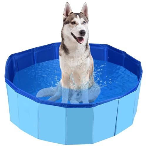 DUOJIN Foldable Dog Bathing Tub, Large PVC Pet Swimming Pool, Paddling Pool for Pets, Non-Slip Dogs Bathing Pool Bathtub in Garden (80x20cm)