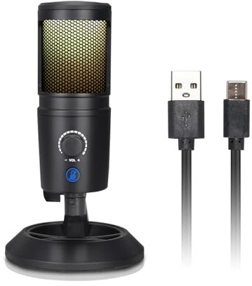 MICYUSHENG Micrófono RGB, micrófono de condensador de transmisión en vivo USB, cinta de grabación competitiva de computadora, iluminación