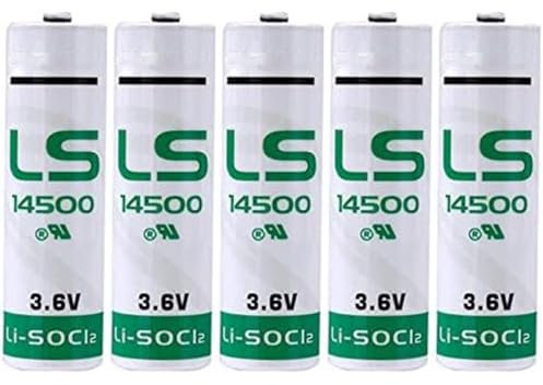 BenjiPower - Pile LS14500 3,6 V Lithium 2600mAh Li-SoCl2 AA Pack de 5