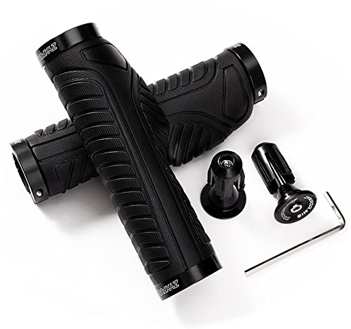 Bike Handlebar Grips with Non-Slip Ergonomic Design | TPR Rubber, Double Lock On, Aluminum Alloy Locking Rings, For MTB, BMX, Beach Cruiser, Scooter, Multi-color, Double Lock On