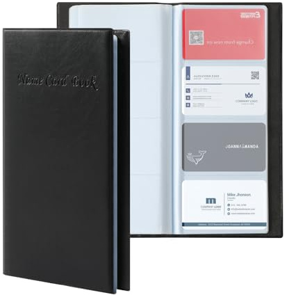 LongHoneySong Business Card Holders Wallet Business Card Case Organiser PU Leather 400 Business Cards Holder for Men & Women Can Hold (Black)