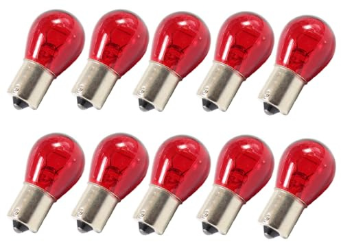ShuoHui 10x 12V 21W BA15s Indicator Ball Lamp Blinkerbirne Blinkerbirnen Glühbirne orange Rot 1156 P21W (Rot)