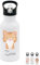 wunderwunsch® - Personalisierte Trinkflasche Kinder Edelstahl [ 500ml ] - Robuste Trinkflasche mit Namen - Wasserflasche mit Trinkhalm - Personalisierte Geschenke für Kinder (Katze)