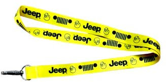 Jeep Cordon canard avec texte et logos de grille - Jaune - Fermoir mousqueton pivotant pour clés, porte-badges, porte-cartes et porte-clés (jaune)