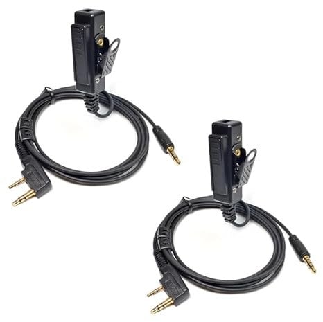 UAYESOK Radio Earpiece Adatper, 2 Pin Kenwood to 3.5mm AUX Audio Interface Cable, Walkie Talkies Headset Adapter with PTT for Baofeng Kenwood Quansheng 2 Way Radio for Electronic Earmuffs(2 Pcs)