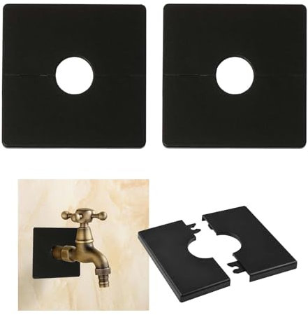 Guyode 2 Piezas Cuadrado Cubre Radiadores Rosetones para Tubos, Autoadhesivo Embellecedor Radiador Embellecedor Grifo Ducha, Tapa Radiador Embellecedor Tuberia Radiador, Embellecedor Grifos (Negro)