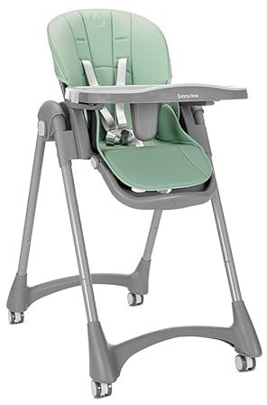 Lorelli Kinderhochstuhl klappbar, Baby Hochstuhl, Kinderstuhl mitwachsend Tummy Time, Verstellbarer Babystuhl für unterwegs, Grün
