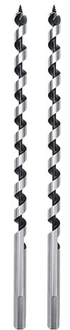 2 Pack 1/2 x 9 inch Auger Drill Bit for Wood,13mm x 230mm Hex Shank Ship Auger Bit for Soft Wood, Hard Wood, Plastic, Composite Materials and DIY Projects,1/2 (13mm)