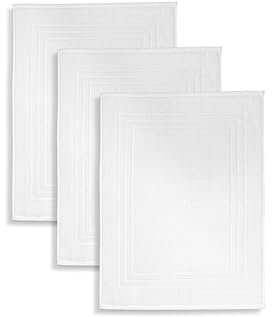 Set 3 Tappeti Bagno In Spugna, Misura cm.50x70, 100% Cotone, Confezione da 3, 650 gr/mq Doppio Ritorto, Bianco, Resistente ai Lavaggi, Ideale per Hotel e B&B