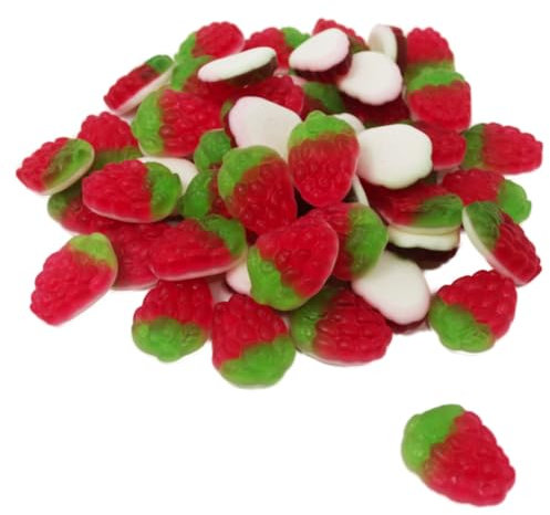 Bonbons aux fruits fraises avec fond blanc doux et moussant 175 g