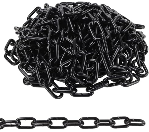 JEUIHAU 10 Metres Heavy Duty Chain, 6mm Black Metal Chain Security Chains Link for Fence Gates, Garage Doors, Hanging Chairs and Security Locks