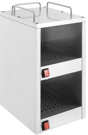 Edelstahl Gastro Tellerwärmer Tassenwärmer 2 Fächer Wärmeschrank Konstante Wärme Schrank 75℃ Geschirrwärmer Becherwärmer 25x32x55.5cm