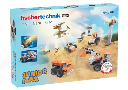 fischertechnik Junior Max 576101 – giocattolo da costruzione solare per bambini, gioco educativo con 10 modelli, dai 5 anni, arancione