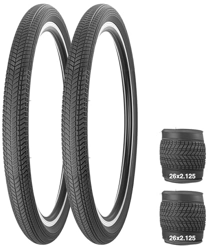 2PSC 16/20/24/26x2.125 Fahrradreifen 57-305/57-507/57-559 Fahrradmantel mit/Ohne Schlauche kompatibel Mountainbike/Citybikes/BMX/Beach Bike