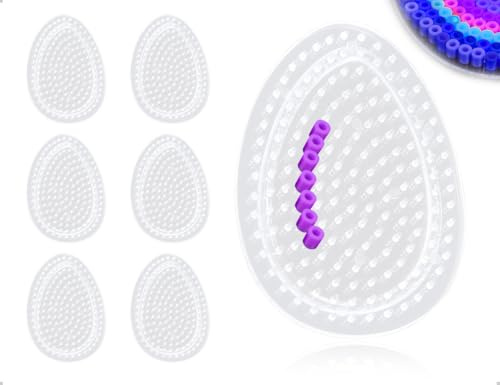 AOYEGIC 6 Stück Bügelperlen Platten,Transparent Eiform Steckplatten,Bügelperlen Schablonen,verwendet für Heimwerkerprojekte,Zuhause,Schmuck,Handarbeitskurs