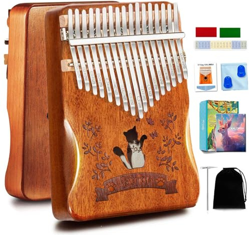 Everjoys Kalimba Thumb Piano 17 Keys w/Free Online Lesson for Adult