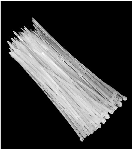 Menylon White Cable Ties 250mm × 4mm, 100 Pack Virgin Plastic Nylon PA66 | 25cm / 10 Inch Long Self-Locking Clear Zip Tie Wraps, 18kg/40lbs Tensile Strength & UV-Resistant, for Home, Garden, Outdoor