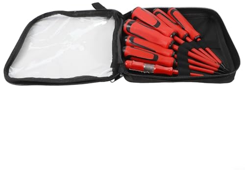 Gdfnmogo Lot de 7 tournevis isolés pour électriciens avec 3 tournevis cruciformes et 3 tournevis à fente + crayon de test, poignées ergonomiques antidérapantes en polypropylène et