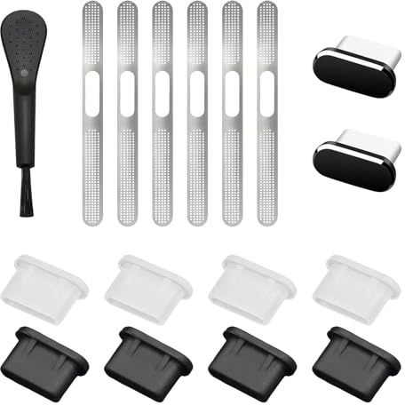 YDSW USB C Dust Plugs and Phone Speaker Mesh Cover, 17PCS Charging Port Cleaning Kit Usb C Cover Dustproof Net Sticker with Cleaning Brush Phone Accessories for iPhone 16/15/Plus/Pro/Pro Max