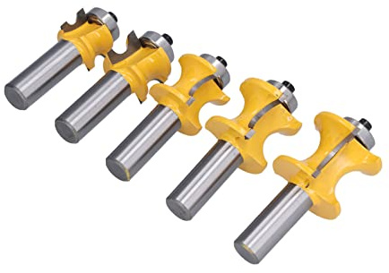 Cryfokt Langlebiger 1/2-Zoll-Schaft-Fräser, Halbrunder Bullnose-Holzfräser, 5-teiliges Set für Holzbearbeitungsprojekt-Enthusiasten