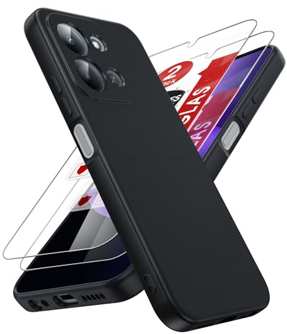 LeYi Handyhülle für Xiaomi Redmi 15C 4G/5G Hülle 173 MM(Nicht für Poco C85), mit 2 Stück Schutzfolie, TPU Handy Schutzhülle und Kameraschutz Displayschutz für Redmi 15 C Hülle Case Schwarz