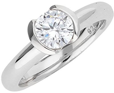 Esprit Damen-Ring glam shine 925 Sterlingsilber 1 Zirkonia farblos Gr. 16 ESRG91731A160