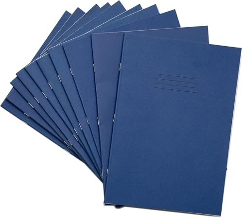 Rhino A4 Exercise Books, 48-Page / 8mm Lined with Margin Paper Notebook, 10-Pack, Office & School Stationery Supplies, Dark Blue
