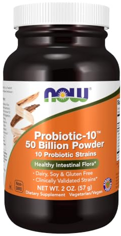 NOW Supplements, Probiotic-10™ Powder, 50 Billion, with 10 Probiotic Strains, Strain Verified, 2-Ounce