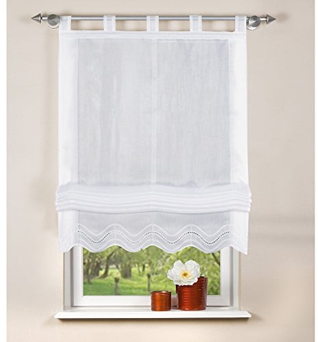 Home fashion 79252-801 140 x 140 cm Schlaufenrollo, Polyester, Weiß