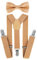 axy Hochwertige Kinder Hosenträger-Y Form mit Fliege- 3 Clips EXTRA STARK-Uni Farben (Beige)