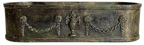 L'Héritier Du Temps Jardinière de Balcon ou Fenêtre Balconnière Vasque Longue Bac en Fonte Vert Anglais 15x21x60cm