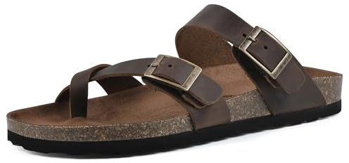 WHITE MOUNTAIN Shoes Gracie Women's Flat Sandal, Brown/Leather, 8 M