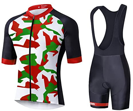 UGLY FROG Herren Kurzarm Radtrikot Set Jugend Rennrad Radtrikot Bib Kurzanzug Quick Dry Biking Kleidung Set für Outdoor Sports Österreich Flag Streifen-Design
