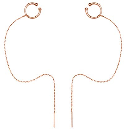 SLUYNZ 925 Sterling Silver Cuff Chain Earrings for Women Wrap Tassel Earrings (Rose gold)